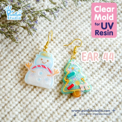 Snowman & Pine Clear Christmas Earring Mold 