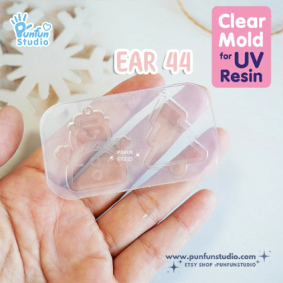 Ear 44-49 Christmas Clear Mold / Christmas Mold / Earring Mold / UV Resin Mold / Clear Silicone Mold