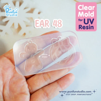 Ear 44-49 Christmas Clear Mold / Christmas Mold / Earring Mold / UV Resin Mold / Clear Silicone Mold
