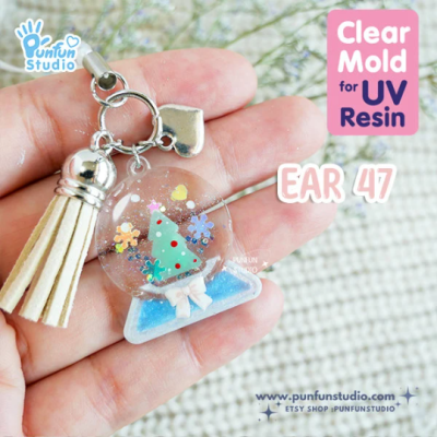 Snow globe & Gift box Clear Christmas Earring Mold