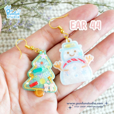 Ear 44-49 Christmas Clear Mold / Christmas Mold / Earring Mold / UV Resin Mold / Clear Silicone Mold
