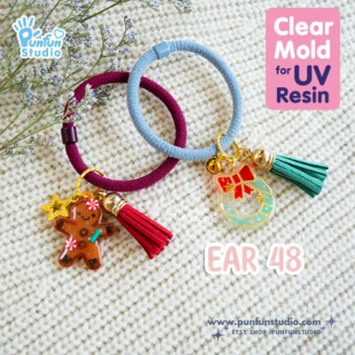 Wreaths & Gingerbread Man ClearChristmas Earring Mold