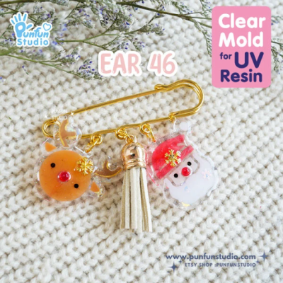 Santa & Deer Clear  Christmas Earring Mold 