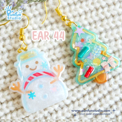 Snowman & Pine Clear Christmas Earring Mold 