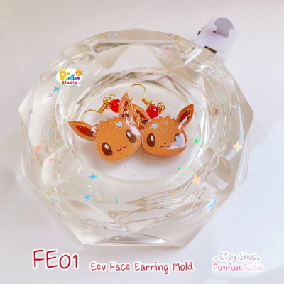 FE 01-09 Eev Evo Mold Set / Face Earring Mold / Pokemold / Silicone Mold / UV Resin Mold