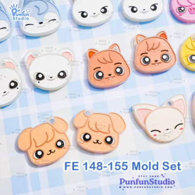 FE 148-155 Sk animal Mold Set / K-POP / Face Earring Mold / 8 pieces / Silicone Mold / UV Resin Mold