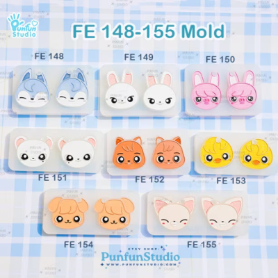 FE 148-155 Sk animal Mold Set / K-POP / Face Earring Mold / 8 pieces / Silicone Mold / UV Resin Mold
