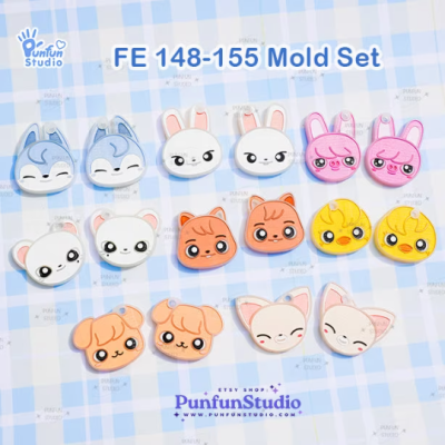 FE 148-155 Sk animal Mold Set / K-POP / Face Earring Mold / 8 pieces / Silicone Mold / UV Resin Mold