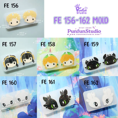 FE 156, 157, 158, 159, 160, 161, 162 Mold / Spy / Link / Toothless / Face Earring Mold / Side / UV Resin Mold / Silicone Mold