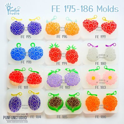 FE 175-186 Devil Fruit Mold Set / Pirate / Face Earring Mold / Silicone Mold / UV Resin Mold
