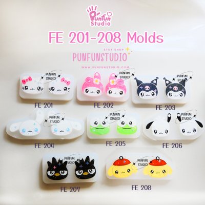 FE 201-208 Cutie Mold Set / Set 8 Molds / Face Earring Mold / Silicone Mold / UV Resin Mold(copy)