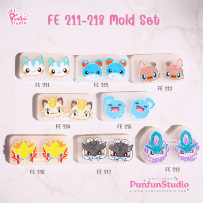 FE 211-218 Pokemold Set / Face Earring Mold / Pokemold / Silicone Mold / UV Resin Mold