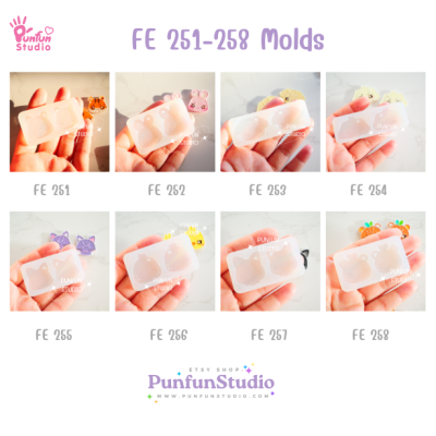 FE 251-258 AT Animal Mold Set / Set 8 Molds / K-POP / Face Earring Mold / Silicone Mold / UV Resin Mold
