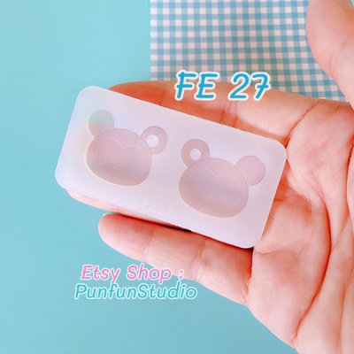 FE 27-28 Cutie Boy & Cutie Girl Mouse Mold / Face Earring Mold / Silicone Mold / UV Resin Mold