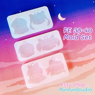 FE 38, 39,40 Molds / Face Earring Mold / Silicone Mold / UV Resin Mold