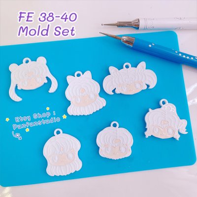 FE 38, 39,40 Molds / Face Earring Mold / Silicone Mold / UV Resin Mold