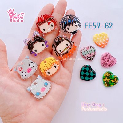 FE 57-62 Mold Set / D Slayer Face Earring Mold / 6 pieces / Silicone Mold / UV Resin Mold