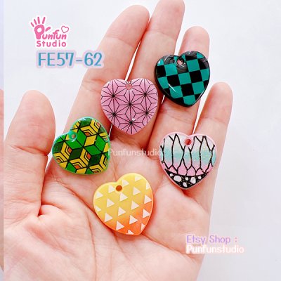 FE 57-62 Mold Set / D Slayer Face Earring Mold / 6 pieces / Silicone Mold / UV Resin Mold