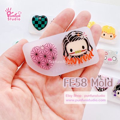 FE 57-62 Mold Set / D Slayer Face Earring Mold / 6 pieces / Silicone Mold / UV Resin Mold