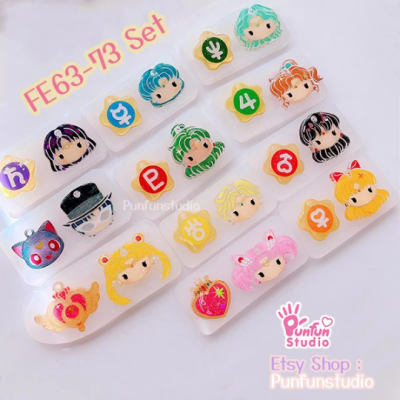 FE 63-73 Mold  / 11 Molds / Sailor / Face Earring Mold / Silicone Mold / UV Resin Mold
