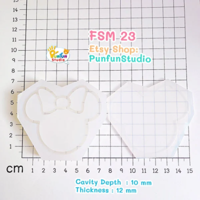 FSM 23 Cutie Girl Mouse / Face Shaker Mold / Depth 10 mm with back / Shaker Mold + Cover Mold / 2 pieces per set / Silicone Mold