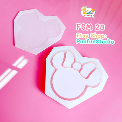 FSM 23 Cutie Girl Mouse / Face Shaker Mold / Depth 10 mm with back / Shaker Mold + Cover Mold / 2 pieces per set / Silicone Mold