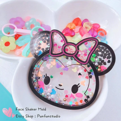 FSM 02 Cutie Girl Mouse / Face Shaker Mold / Shaker Mold + Cover Mold / 2 pieces per set / Silicone Mold