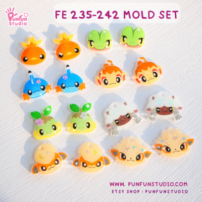 FE 235-242 Pokemold Set / 8 Molds / Face Earring Mold / Pokemold / Silicone Mold / UV Resin Mold(copy)