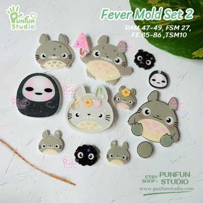 Fever Mold Set 2 / Cute Owl-raccoon / Toto / No Face / PAM 47-49, FSM 27, FE85-86, TSM 10 / Silicone Mold