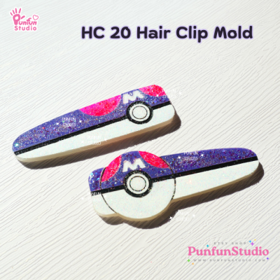 HC 17-21 Poke Hair Clip Mold Set / 5 Molds / Hair Clip Mold / Pokeball / Silicone Mold