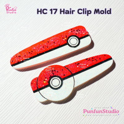 HC 17-21 Poke Hair Clip Mold Set / 5 Molds / Hair Clip Mold / Pokeball / Silicone Mold