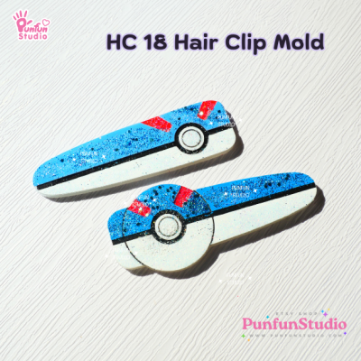 HC 17-21 Poke Hair Clip Mold Set / 5 Molds / Hair Clip Mold / Pokeball / Silicone Mold