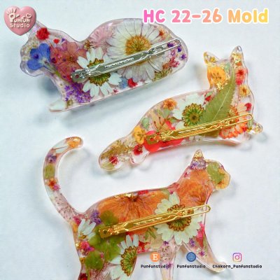 Cat Hair Clip HC 22-26 Molds  / Hair Clip Mold  / Silicone Mold