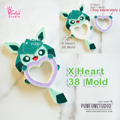 X Heart 31 - 39 Mold Set / 9 Molds / Free 4 X Heart Part 1 Molds + 2 CSM X Heart Molds / Pokemold / Silicone Mold / Shaker Mold