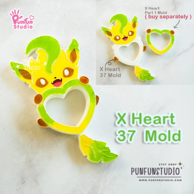 X Heart 31 - 39 Mold Set / 9 Molds / Free 4 X Heart Part 1 Molds + 2 CSM X Heart Molds / Pokemold / Silicone Mold / Shaker Mold