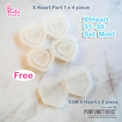 X Heart 31 - 39 Mold Set / 9 Molds / Free 4 X Heart Part 1 Molds + 2 CSM X Heart Molds / Pokemold / Silicone Mold / Shaker Mold