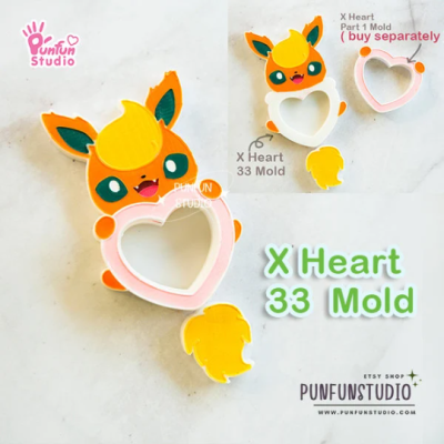 X Heart 31 - 39 Mold Set / 9 Molds / Free 4 X Heart Part 1 Molds + 2 CSM X Heart Molds / Pokemold / Silicone Mold / Shaker Mold