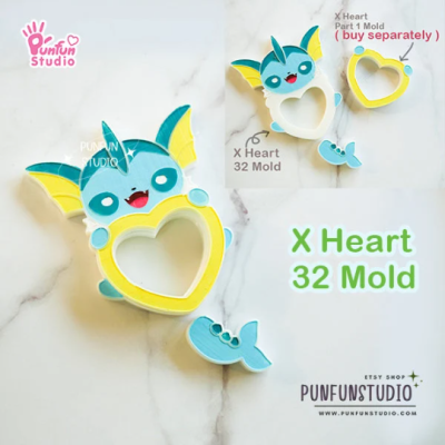 X Heart 31 - 39 Mold Set / 9 Molds / Free 4 X Heart Part 1 Molds + 2 CSM X Heart Molds / Pokemold / Silicone Mold / Shaker Mold