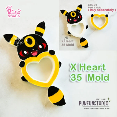 X Heart 31 - 39 Mold Set / 9 Molds / Free 4 X Heart Part 1 Molds + 2 CSM X Heart Molds / Pokemold / Silicone Mold / Shaker Mold