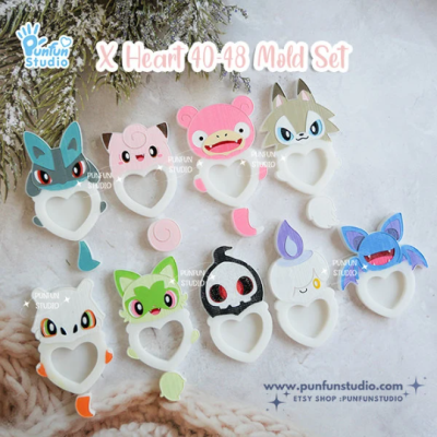 X Heart 40 - 48 Mold Set / 9 Molds / Free 4 X Heart Part 1 Molds + 2 CSM X Heart Molds / Pokemold / Silicone Mold / Shaker Mold Active Restock requests