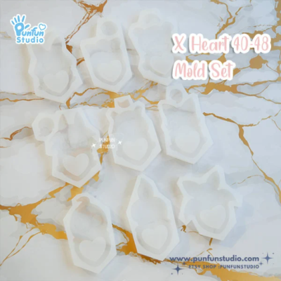X Heart 40 - 48 Mold Set / 9 Molds / Free 4 X Heart Part 1 Molds + 2 CSM X Heart Molds / Pokemold / Silicone Mold / Shaker Mold Active Restock requests
