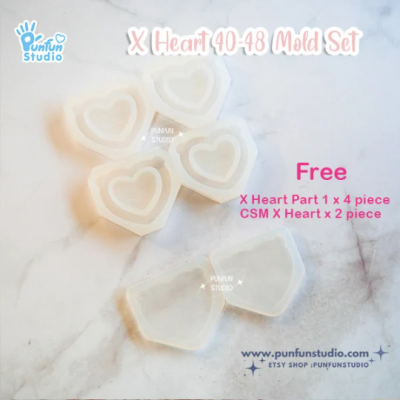 X Heart 40 - 48 Mold Set / 9 Molds / Free 4 X Heart Part 1 Molds + 2 CSM X Heart Molds / Pokemold / Silicone Mold / Shaker Mold Active Restock requests