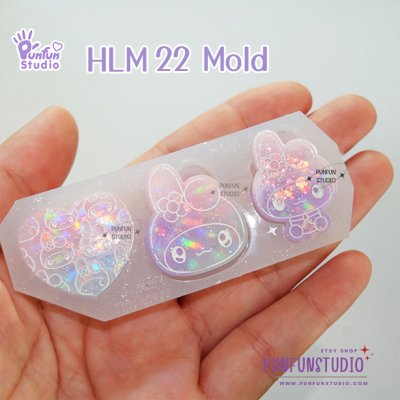 HLM 22 Cutie Rabbit / Kitty / Hologram Mold / Thickness 4 mm / Use with Epoxy resin / Silicone Mold