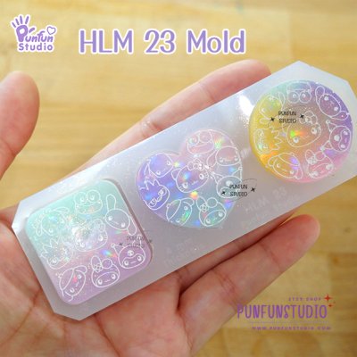 HLM 23 Cutie Kitty and Friends Mold / Hologram Mold / Thickness 4 mm / Use with Epoxy resin / Silicone Mold