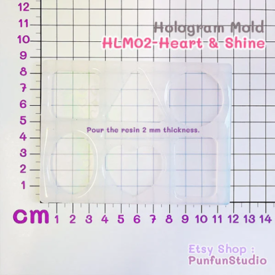 HLM 02 - Heart & Shine / Hologram Mold / Use with Epoxy resin / Silicone Mold