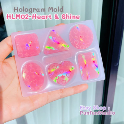 HLM 02 - Heart & Shine / Hologram Mold / Use with Epoxy resin / Silicone Mold