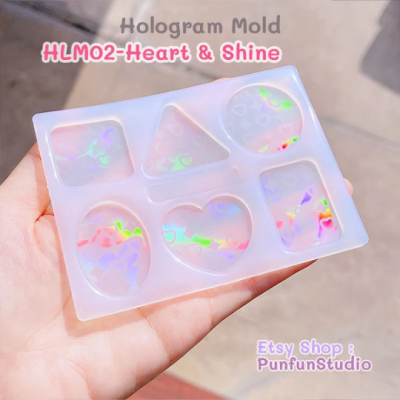 HLM 02 - Heart & Shine / Hologram Mold / Use with Epoxy resin / Silicone Mold
