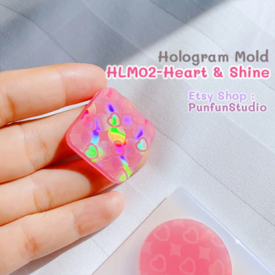 HLM 02 - Heart & Shine / Hologram Mold / Use with Epoxy resin / Silicone Mold