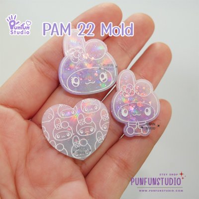 HLM 22 Cutie Rabbit / Kitty / Hologram Mold / Thickness 4 mm / Use with Epoxy resin / Silicone Mold