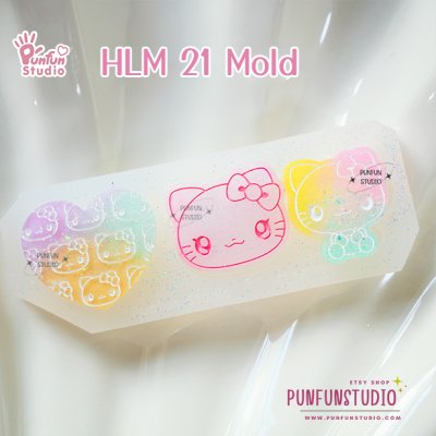 HLM 21 Cutie Kitty / Hologram Mold / Thickness 4 mm / Use with Epoxy resin / Silicone Mold